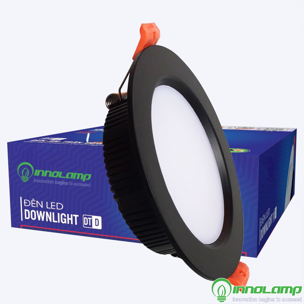 Đèn LED âm trần Downlight 7W mẫu DTD mặt ngang 120mm vỏ đen